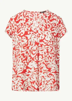 Gemusterte Bluse mit V-Ausschnitt-Comma Fashion