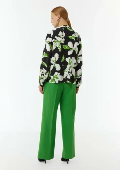 Gemusterte Bluse mit verdeckter Knopfleiste und Biesen-Comma Sale