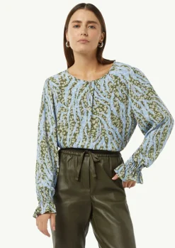 Gemusterte Bluse mit Volant-Details-Comma Outlet