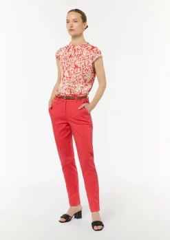 Gemusterte, hochgeschlossene Bluse aus Satin-Comma Sale