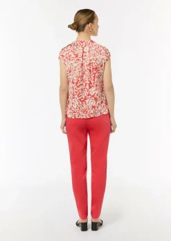 Gemusterte, hochgeschlossene Bluse aus Satin-Comma Sale
