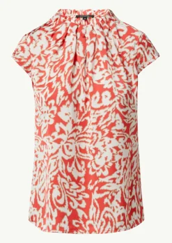 Gemusterte, hochgeschlossene Bluse aus Satin-Comma Sale