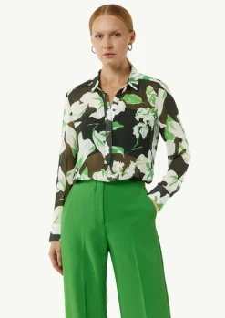 Gemusterte Longbluse aus Chiffon im Loose Fit-Comma Fashion