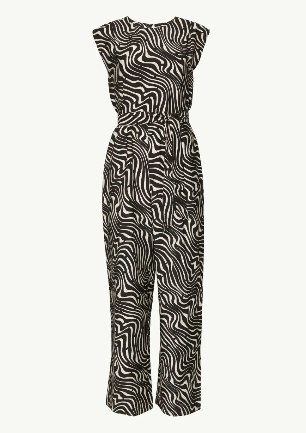 Gemusterter Overall mit Bindegürtel und Faltendetails-Comma Hot