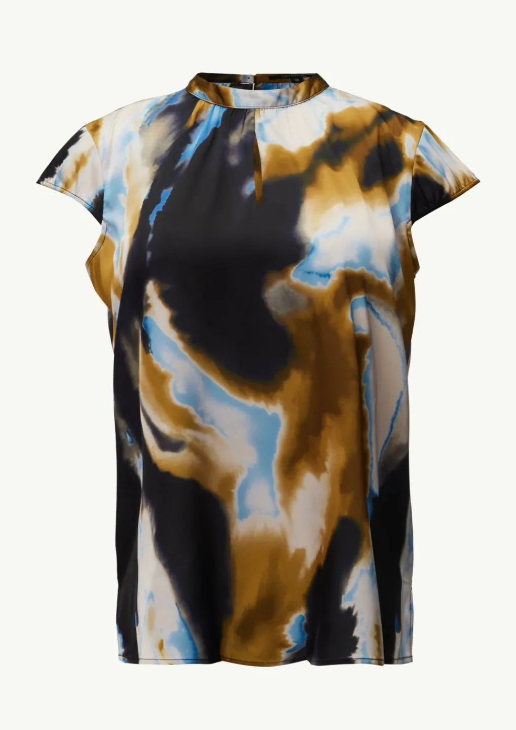 Gemusterte Satin-Bluse mit Cut-out-Detail am Ausschnitt-Comma New