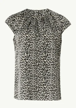 Gemusterte Satinbluse mit Kappärmeln-Comma New