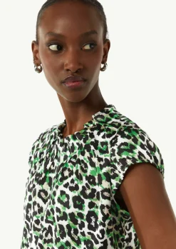 Gemusterte Satinbluse mit Raffung-Comma Fashion