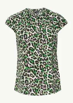 Gemusterte Satinbluse mit Raffung-Comma Fashion
