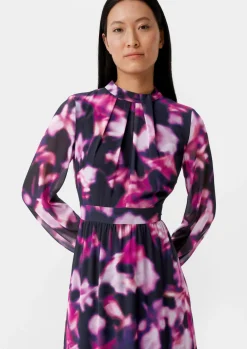 Gemustertes Chiffonkleid mit Drapierung-Comma New
