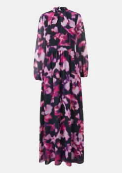 Gemustertes Chiffonkleid mit Drapierung-Comma New