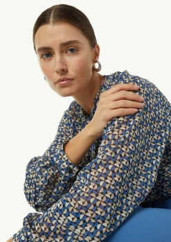 Gemusterte Schluppenbluse aus Chiffon-Comma Online