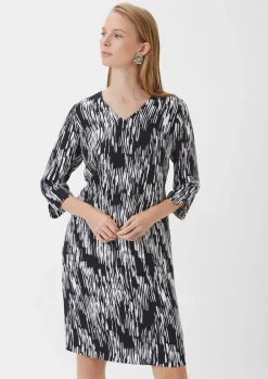 Gemustertes Crêpekleid mit 3/4-Arm-Comma Discount