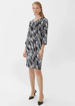 Gemustertes Crêpekleid mit 3/4-Arm-Comma Discount