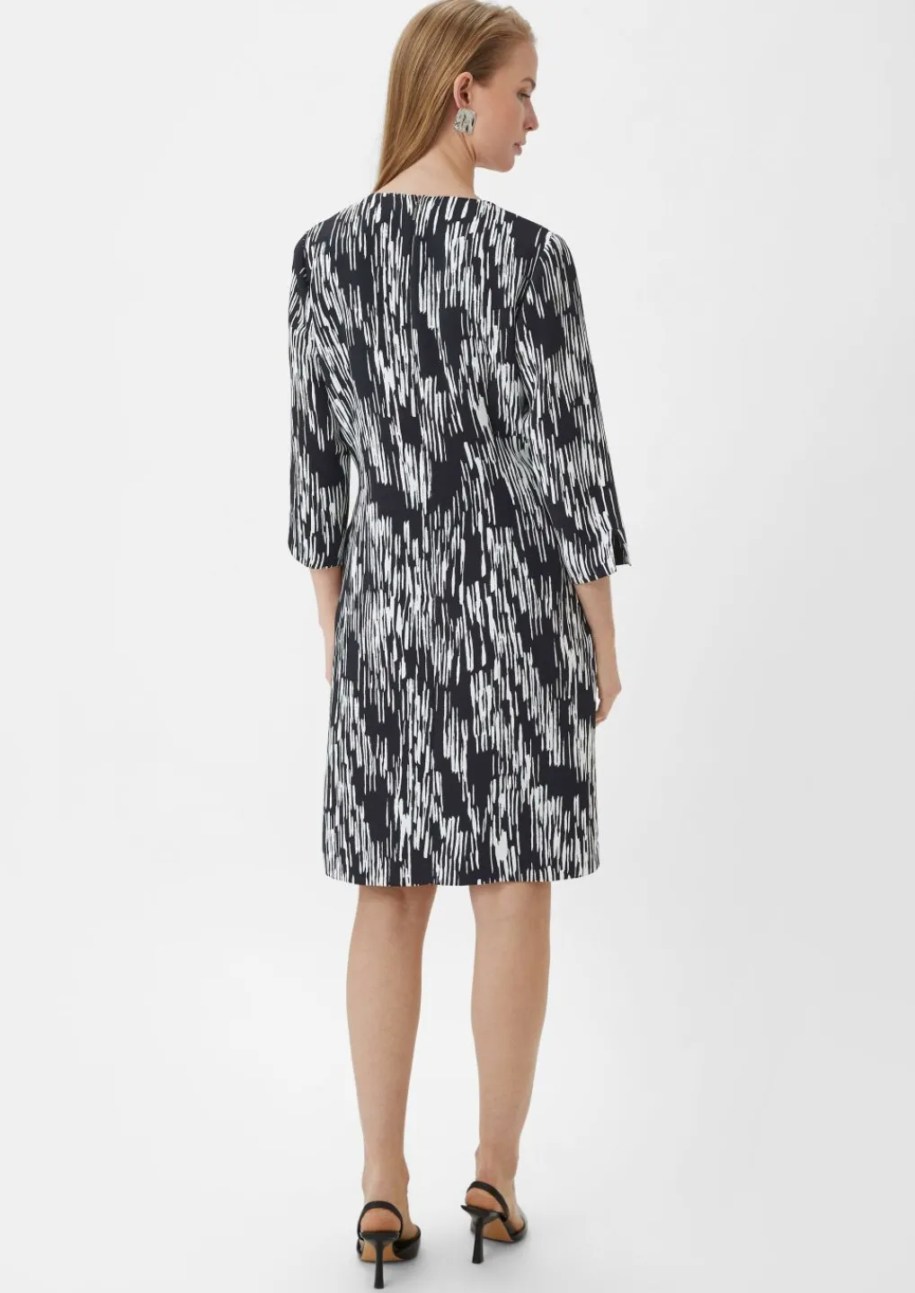 Gemustertes Crêpekleid mit 3/4-Arm-Comma Discount