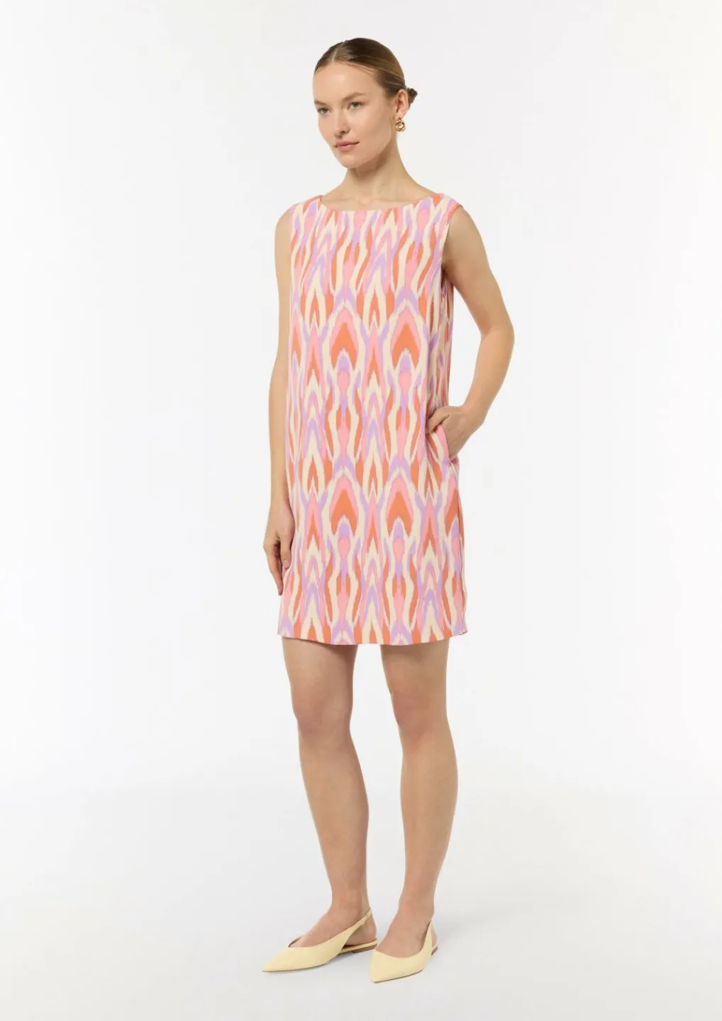 Gemustertes Crêpekleid ohne Ärmel-Comma Outlet