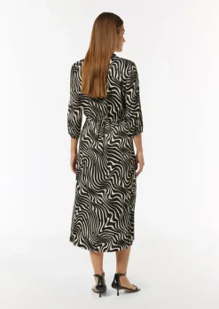 Gemustertes Hemdblusenkleid mit Tunnelzug-Comma Online