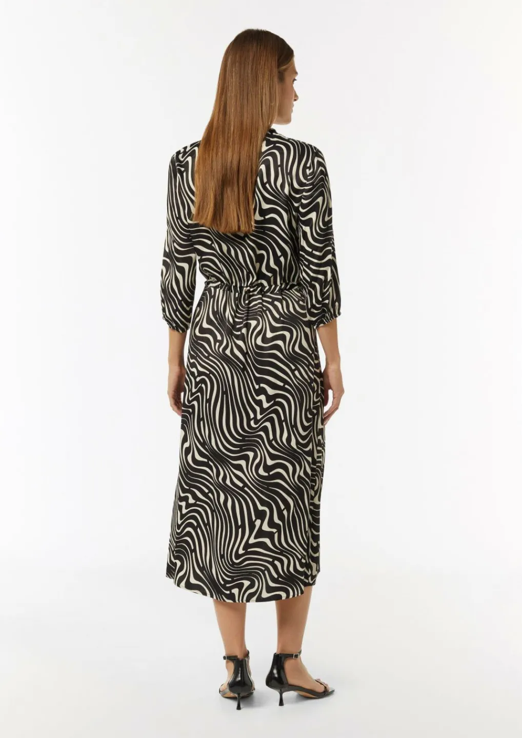 Gemustertes Hemdblusenkleid mit Tunnelzug-Comma Online