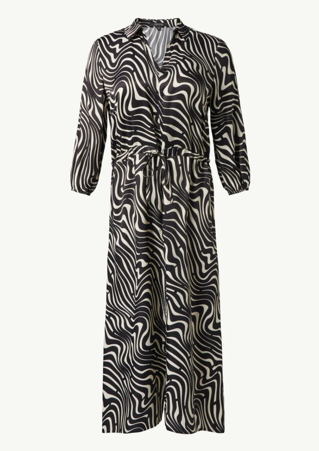 Gemustertes Hemdblusenkleid mit Tunnelzug-Comma Online