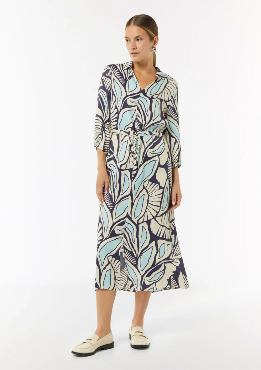 Gemustertes Hemdblusenkleid mit Tunnelzug-Comma Best