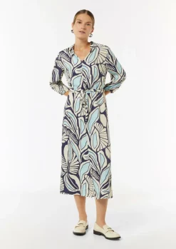 Gemustertes Hemdblusenkleid mit Tunnelzug-Comma Best