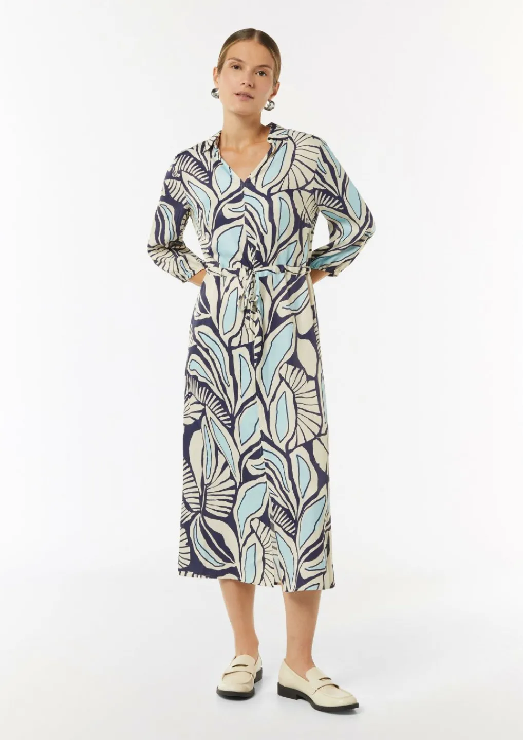 Gemustertes Hemdblusenkleid mit Tunnelzug-Comma Best