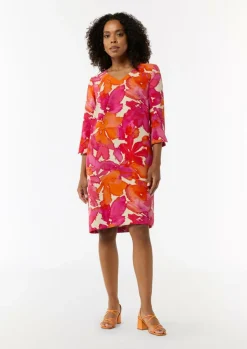 Gemustertes Kleid aus Crêpe-Comma Sale