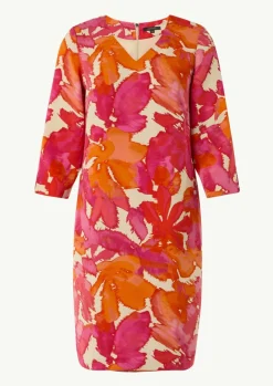Gemustertes Kleid aus Crêpe-Comma Sale