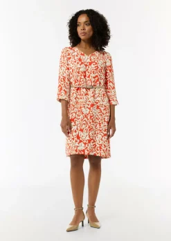Gemustertes Kleid aus Crêpe-Comma Sale