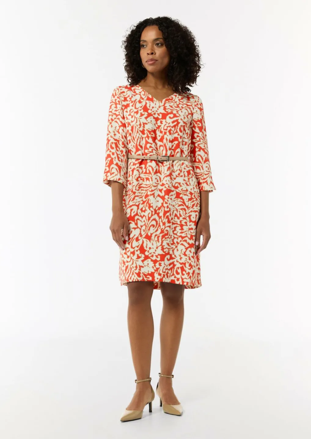 Gemustertes Kleid aus Crêpe-Comma Sale