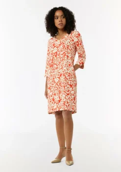 Gemustertes Kleid aus Crêpe-Comma Sale