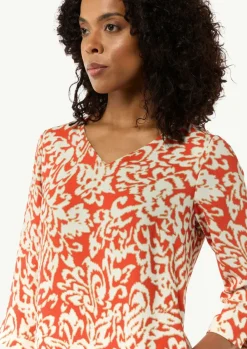 Gemustertes Kleid aus Crêpe-Comma Sale