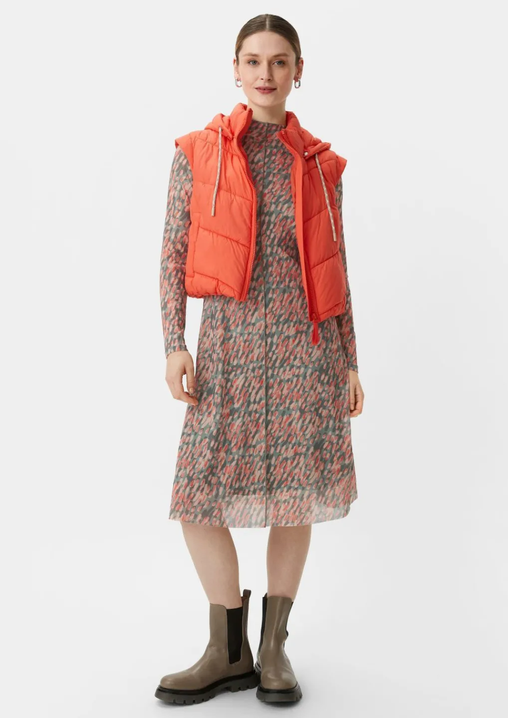 Gemustertes Kleid aus Mesh-Comma Clearance