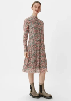 Gemustertes Kleid aus Mesh-Comma Clearance
