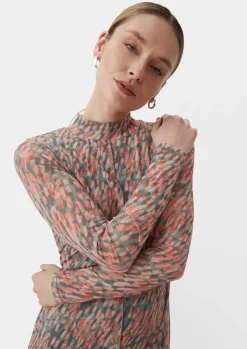 Gemustertes Kleid aus Mesh-Comma Clearance