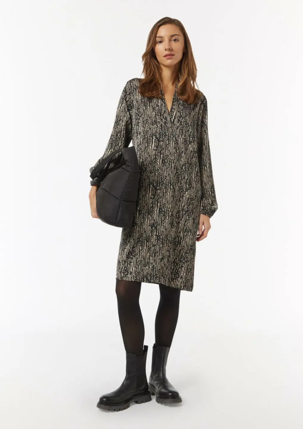Gemustertes Kleid mit Tunika-Ausschnitt-Comma Online