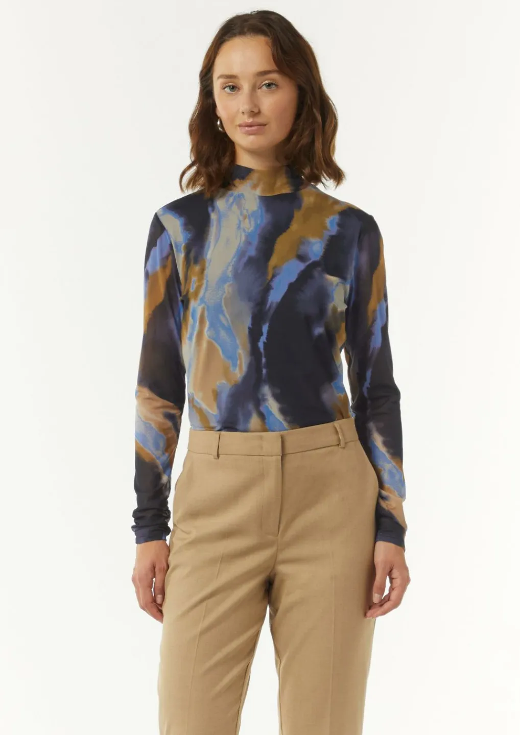 Gemustertes Langarmshirt aus Mesh-Comma Sale