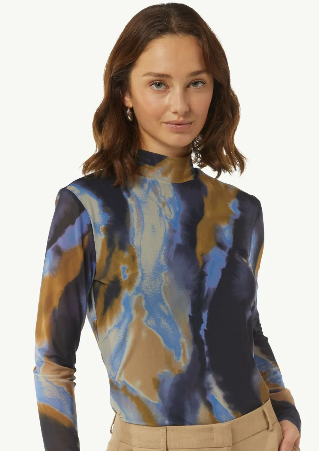 Gemustertes Langarmshirt aus Mesh-Comma Sale