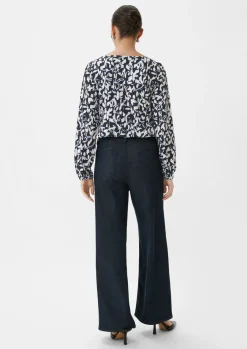 Gemustertes Longsleeve mit Raffung-Comma Discount