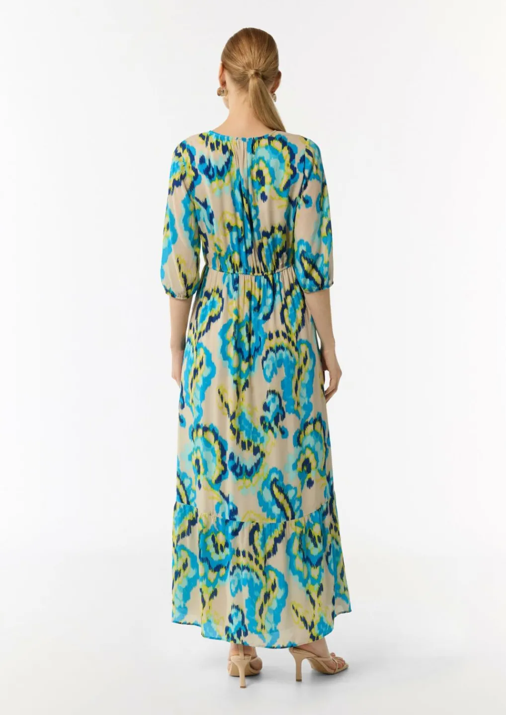 Gemustertes Maxikleid mit V-Ausschnitt in Wickeloptik-Comma New