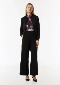 Gemustertes Mesh-Shirt mit Raffungsdetails-Comma Hot