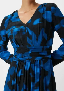Gemustertes Midikleid aus Crêpe-Comma Outlet