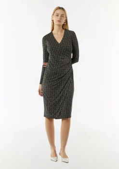 Gemustertes Midi-Kleid in Wickeloptik-Comma Online