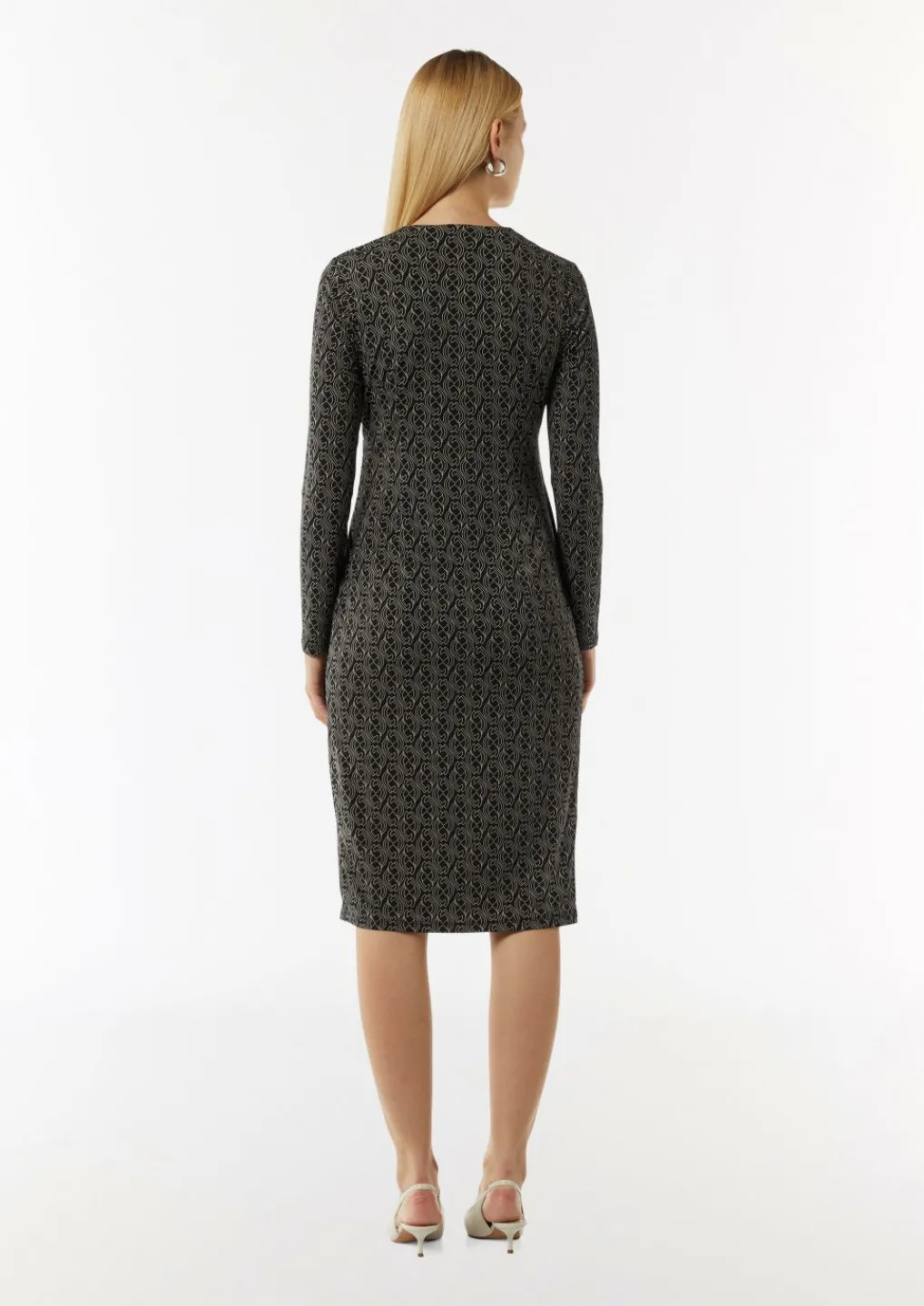 Gemustertes Midi-Kleid in Wickeloptik-Comma Online