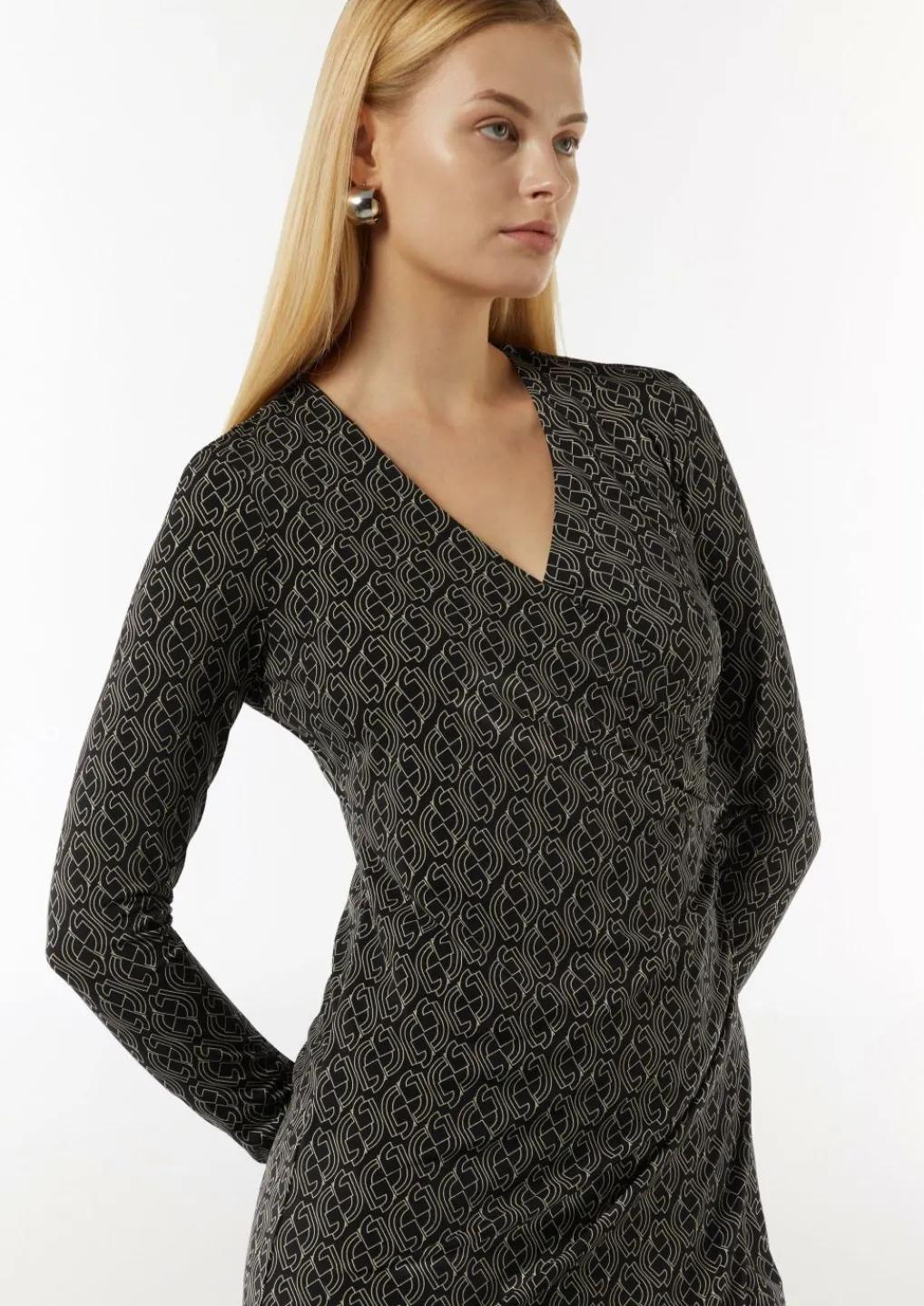 Gemustertes Midi-Kleid in Wickeloptik-Comma Online