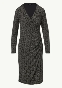Gemustertes Midi-Kleid in Wickeloptik-Comma Online