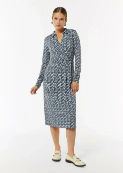 Gemustertes Midikleid in Wickeloptik-Comma Clearance