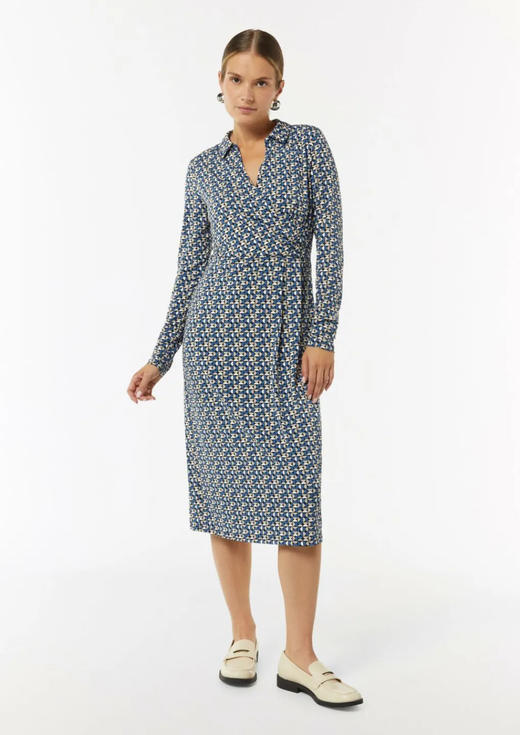Gemustertes Midikleid in Wickeloptik-Comma Clearance