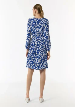 Gemustertes Midi-Kleid mit Faltenausschnitt-Comma Best