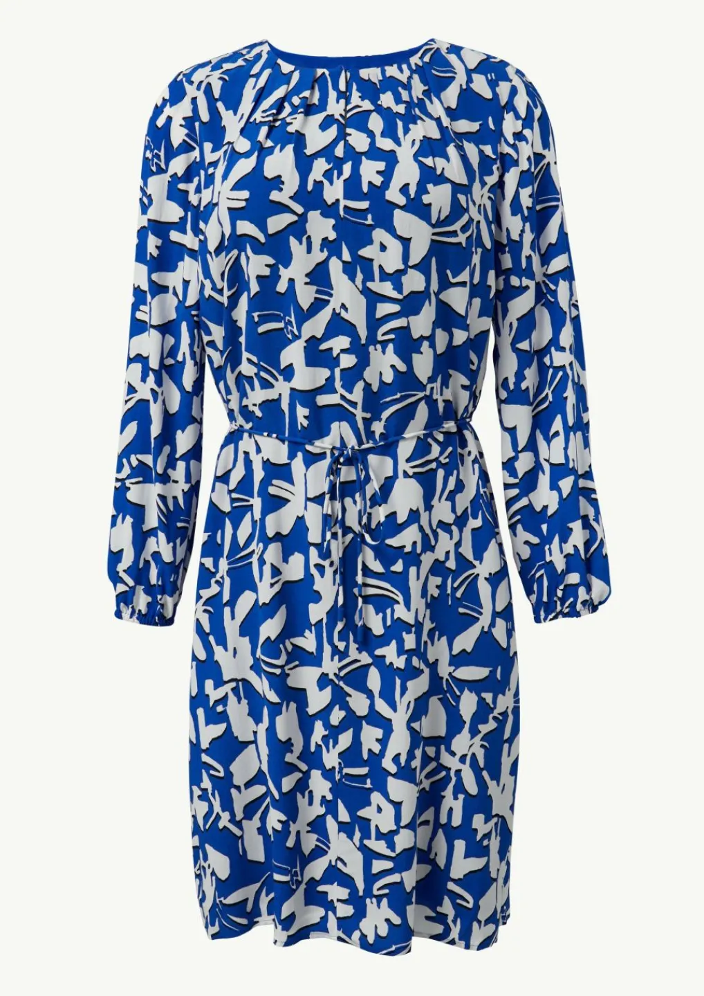 Gemustertes Midi-Kleid mit Faltenausschnitt-Comma Best
