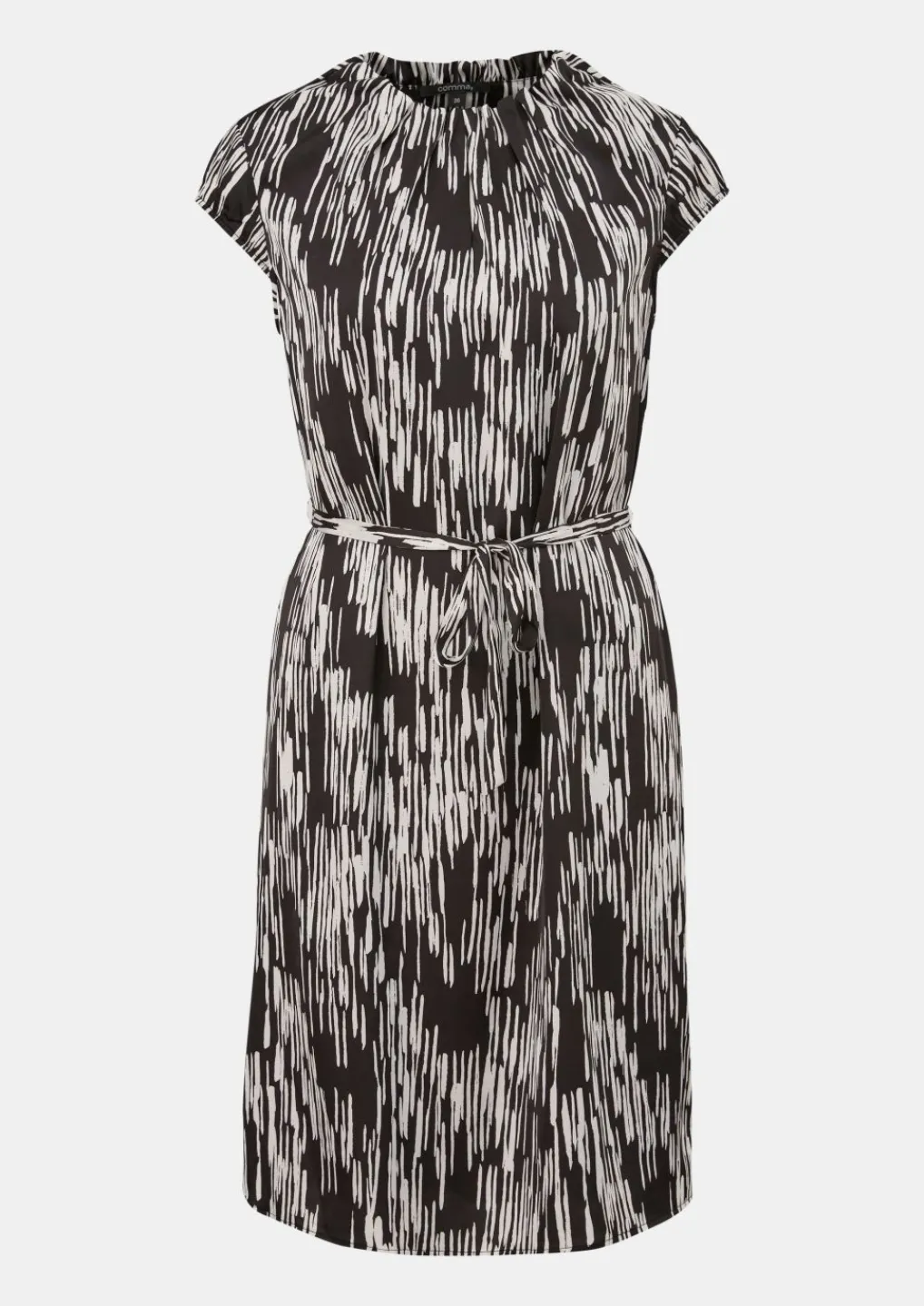 Gemustertes Satinkleid mit Raffung-Comma Fashion